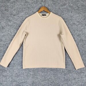 Banana Republic Mens Waffle Knit Thermal Long Sleeve Shirt Light Brown Medium